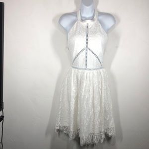 Two Sisters white lace open back dress size 6
